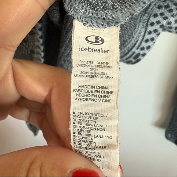 ICEBREAKER Vertex Gray Flurry Merino Wool BodyFit 260 Women’s Large Knit Top LS - Picture 7 of 8